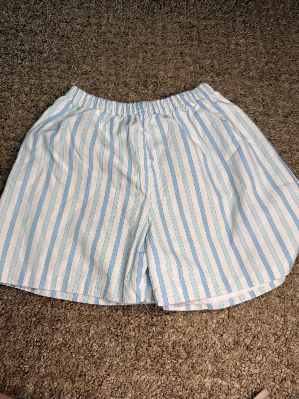 Kids Blue and White Striped Elastic-Waist Shorts